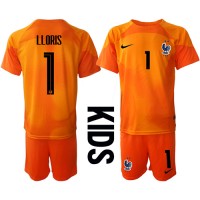 Koszulka piłkarska Francja Hugo Lloris #1 Bramkarska Strój Domowy dla dzieci MŚ 2022 tanio Krótki Rękaw (+ Krótkie spodenki)